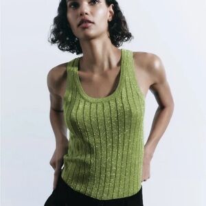 🐍 ZARA Metallic Thread Tank